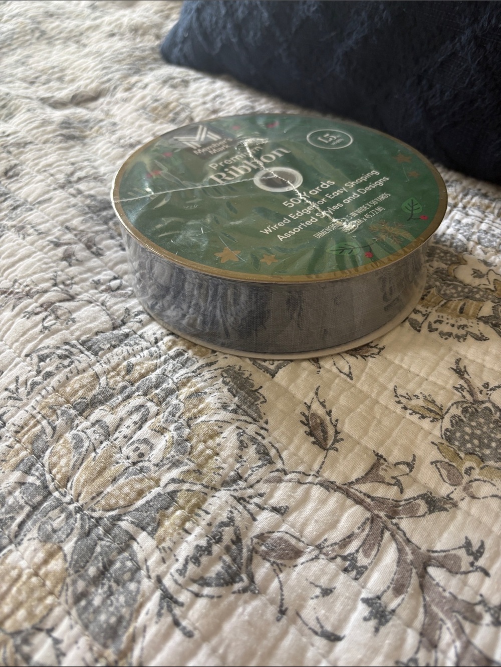 Navy Bue Wired Edge  Ribbon - Picture 5 of 5